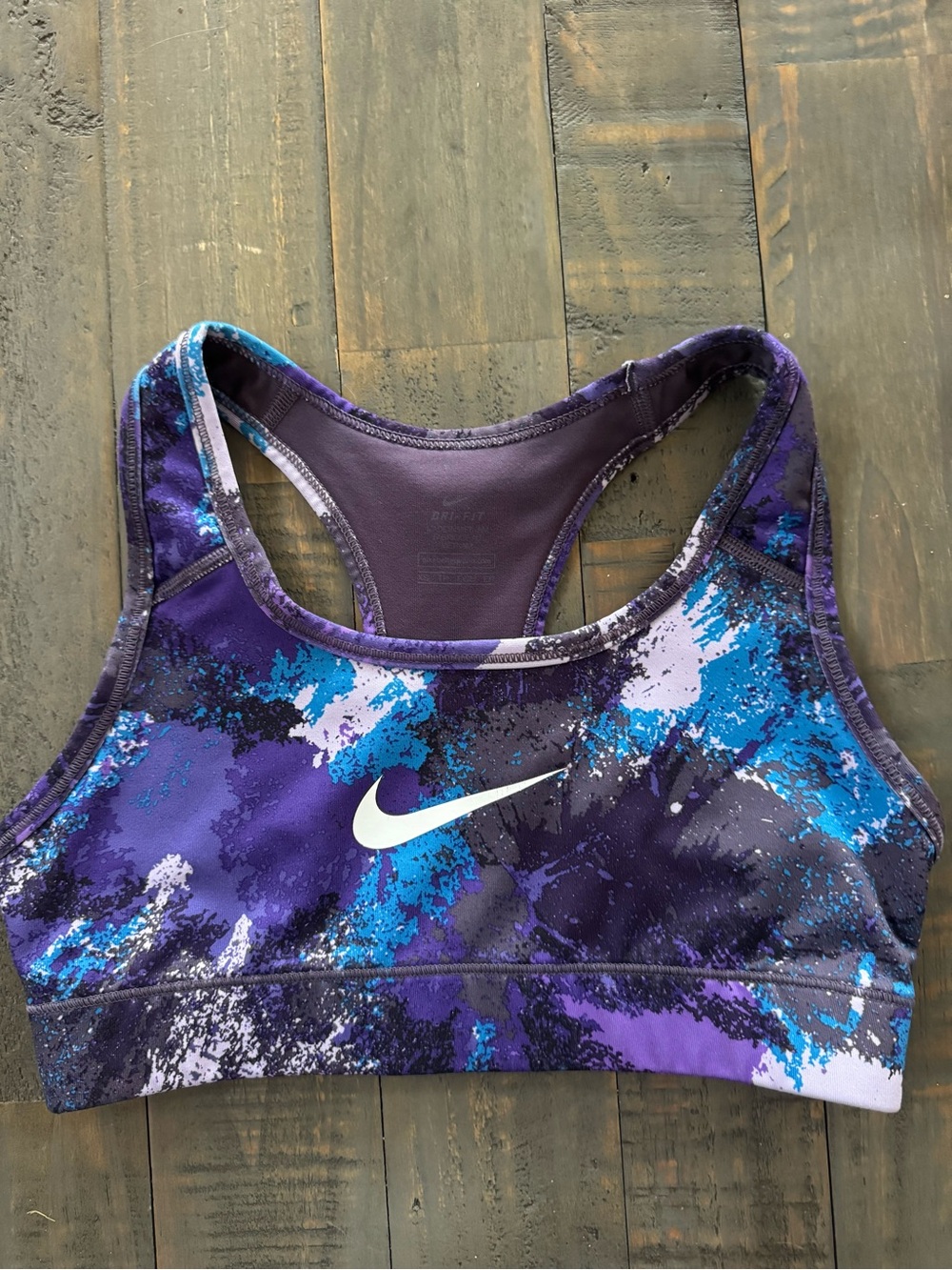 Nike Purple & Blue Splash Print Racerback Sports Bra